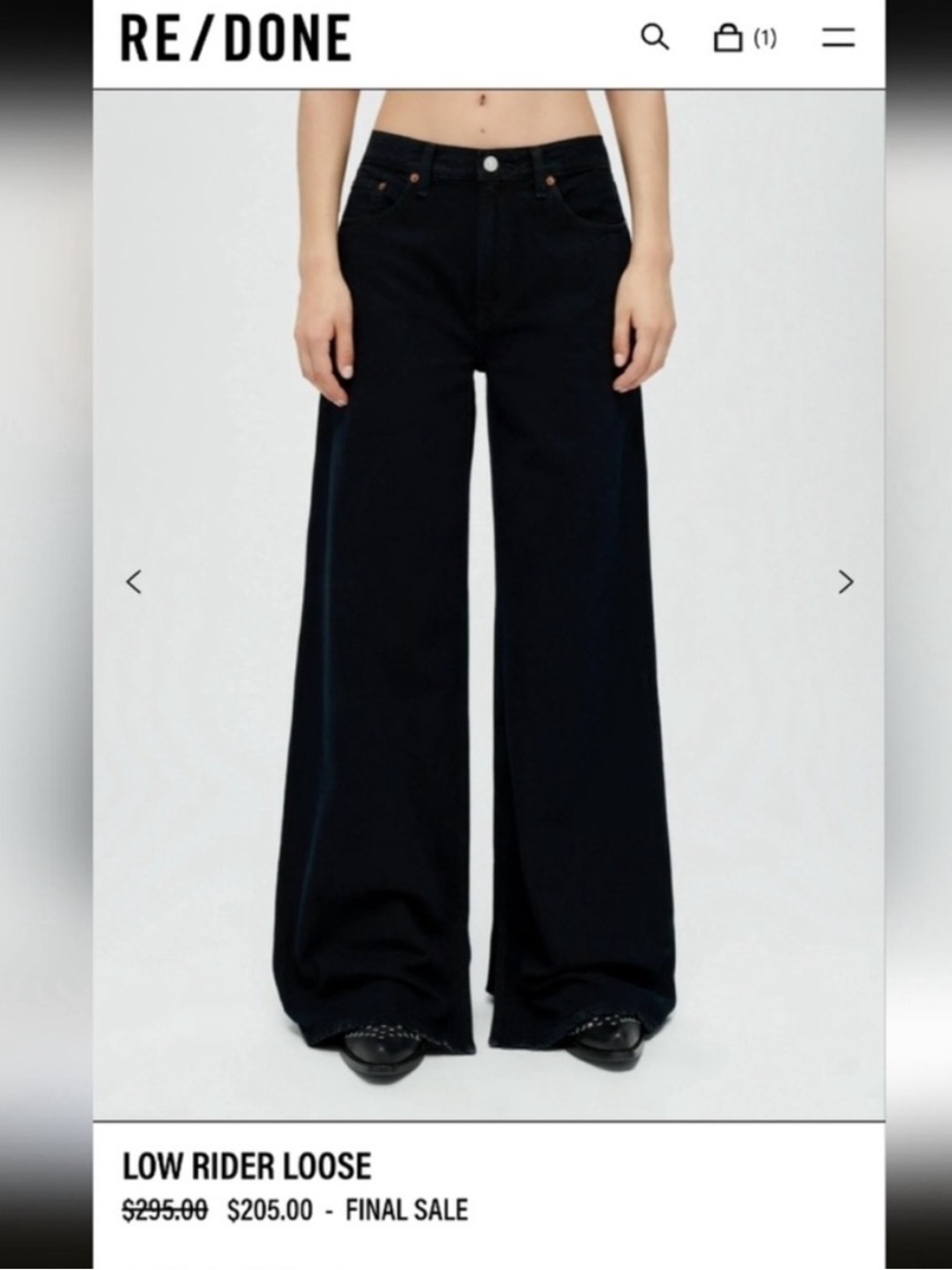 Re/Done Black Wide-Leg Low Rider Jeans